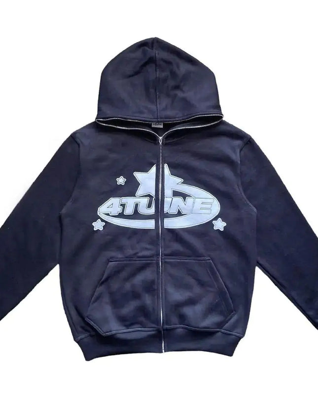 Star Letter Print Retro Hoodies