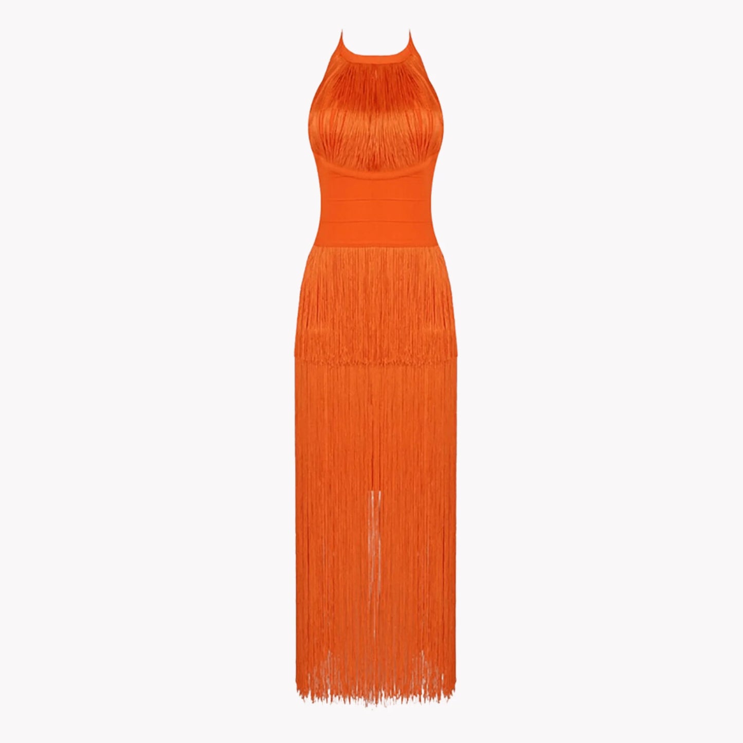 Fringe  Halterneck Backless Dress