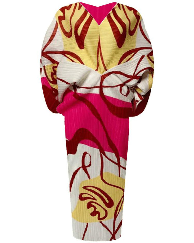 Pleated Graffiti Dress