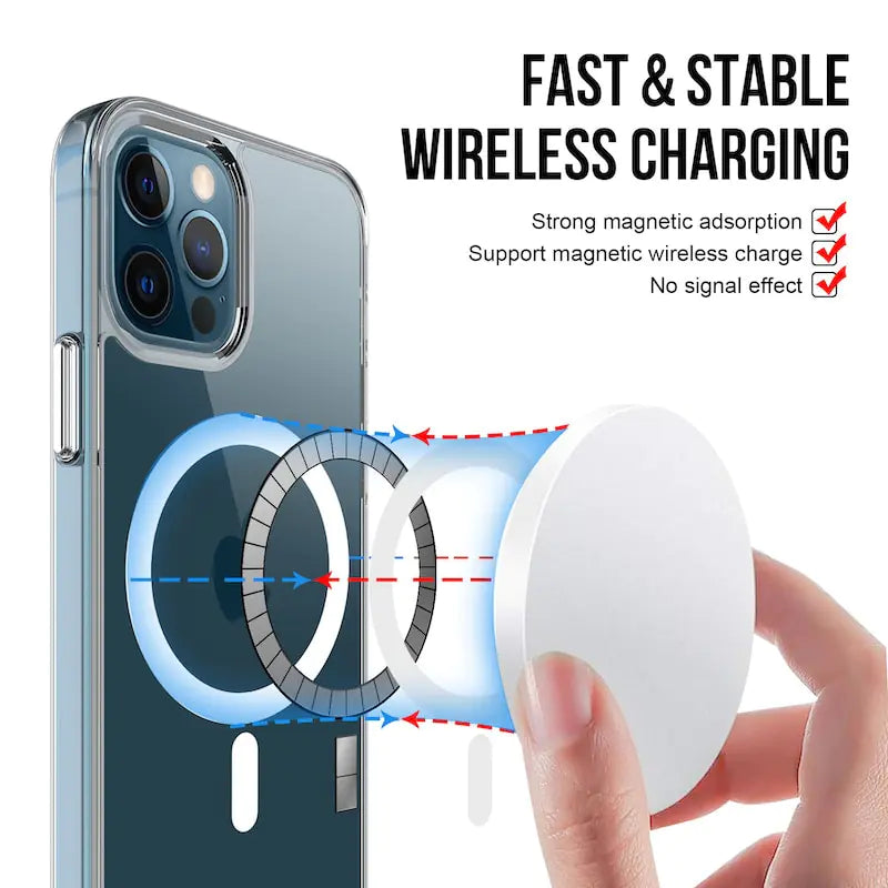 Luxury Plating Clear Magnetic For Magsafe Wireless Charger Case