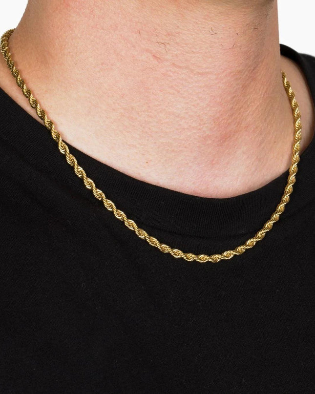 Gold Plated 5mm Rope Chain Necklace