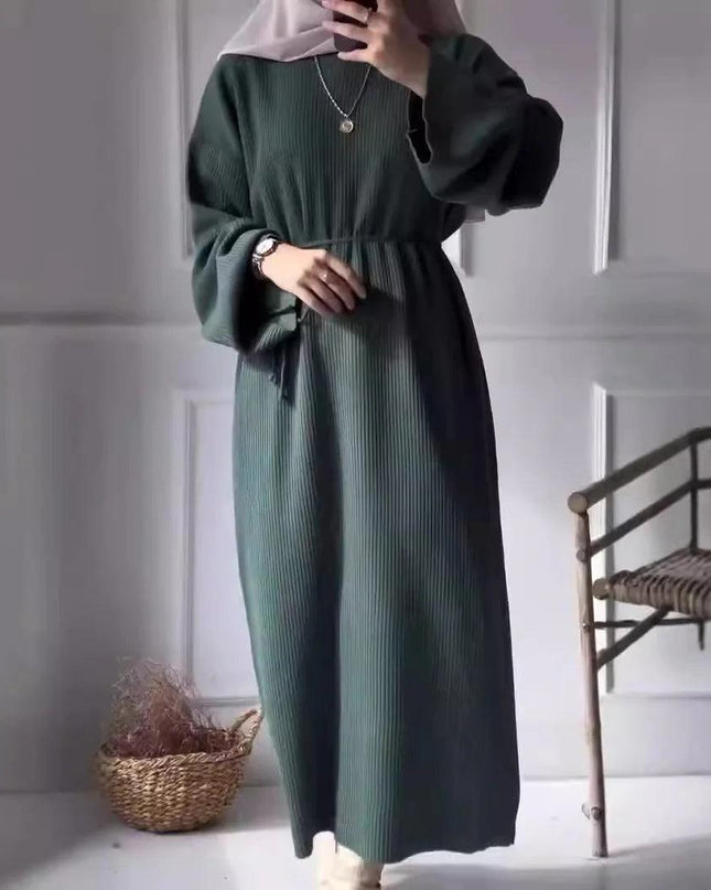 Women's Casual Knit Dress with Lace-Up