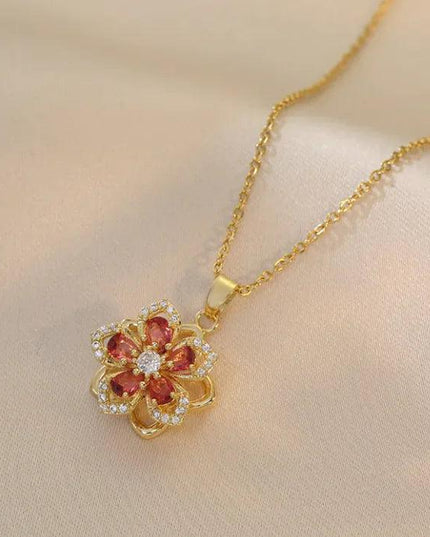 Fashion Rotating Bauhinia Zircon Necklace