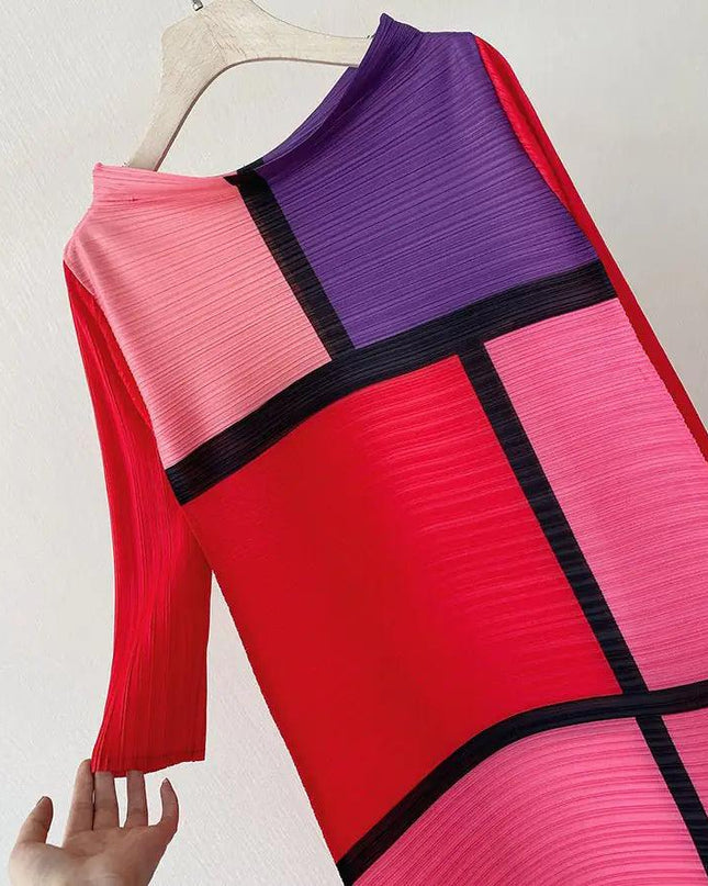 Colorblock Pleated Dress