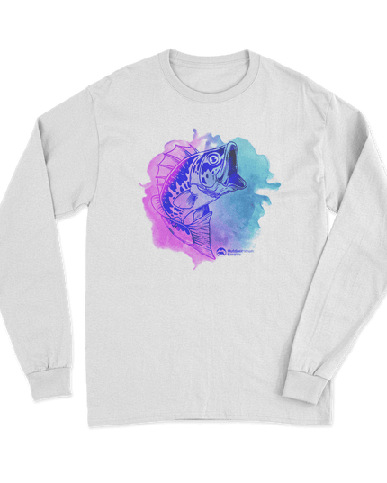 Watercolor Fishing Men Long Sleeve Shirt