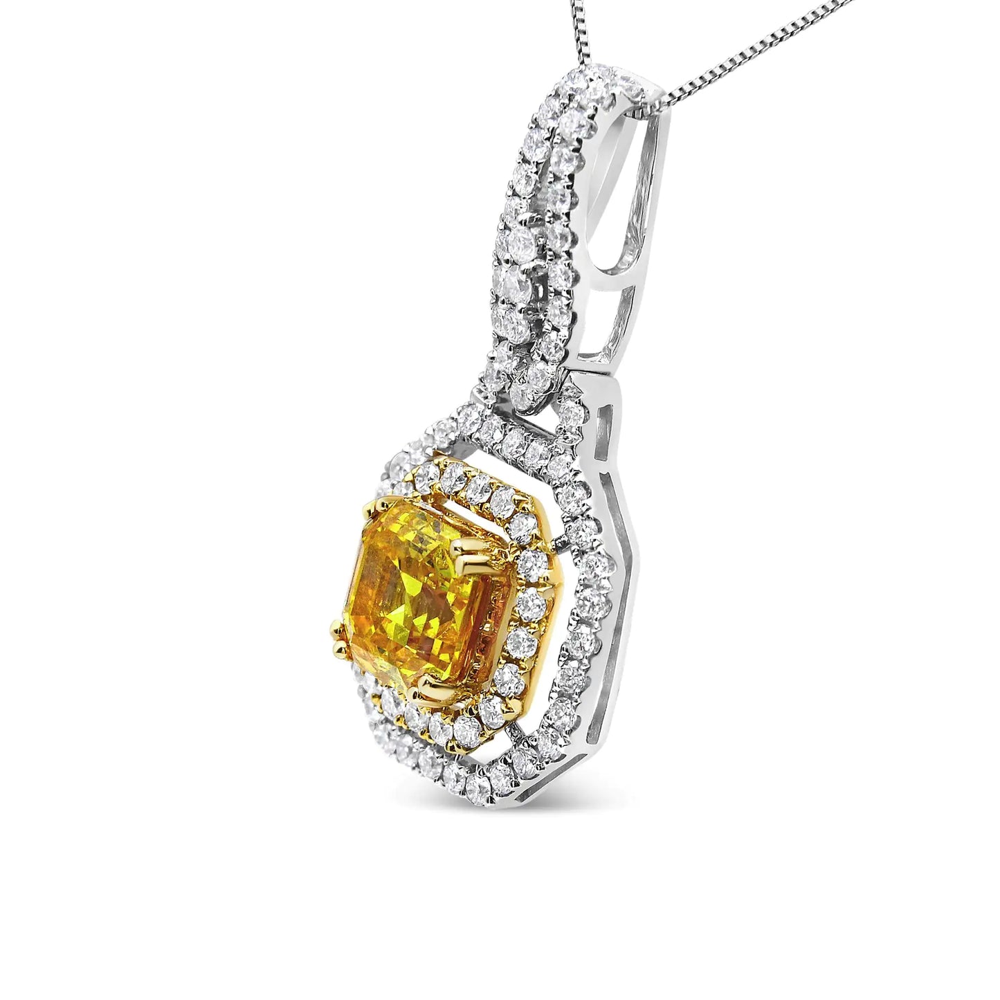 18K White and Yellow Gold Diamond Accent and Round Yellow Citrine and Pear Cut Black Onyx Dangle Drop 18" Pendant Necklace (G-H Color, SI1-SI2 Clarity)