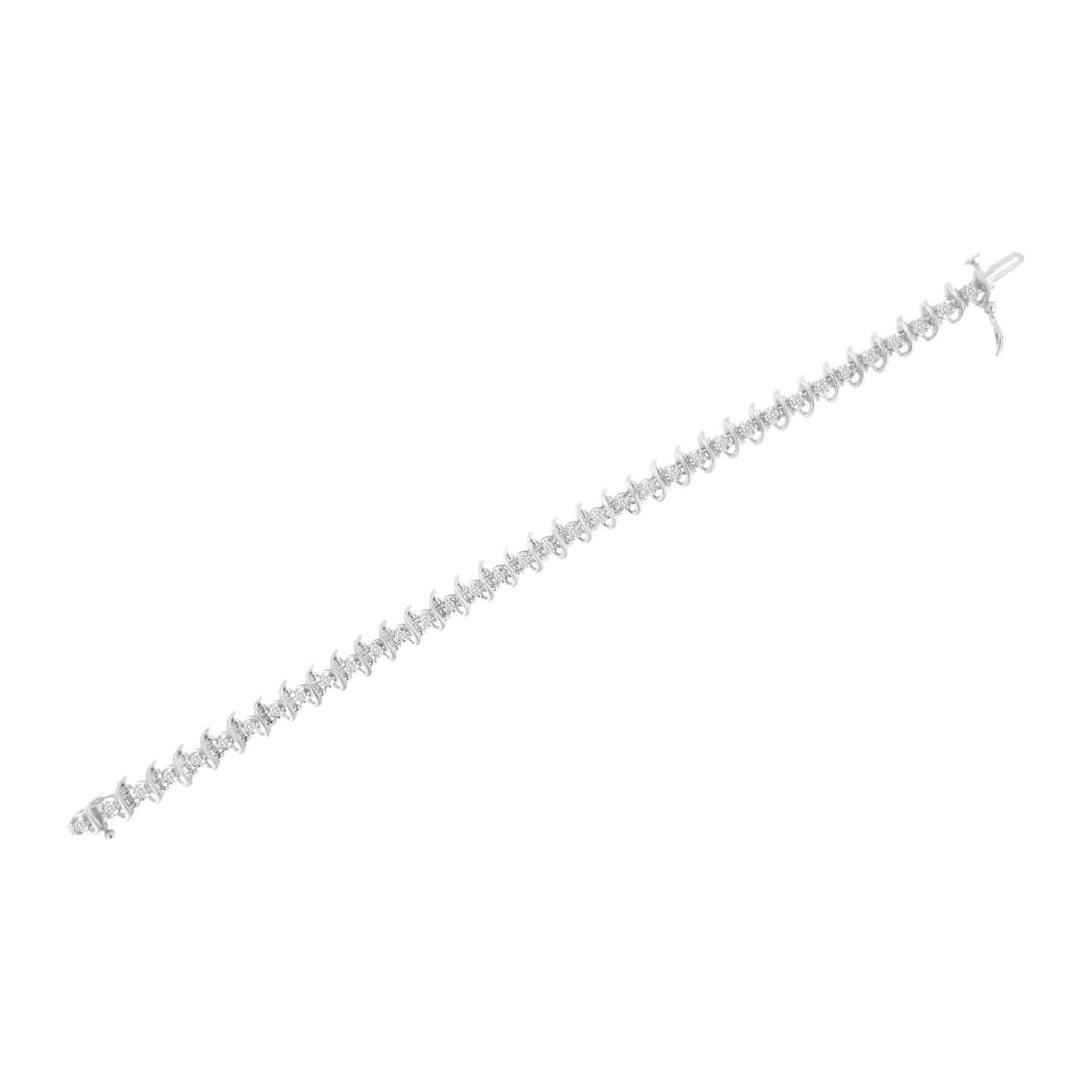 .925 Sterling Silver 1 cttw Prong-Set Diamond Link Bracelet (I-J, I1-I2) - 7.25"