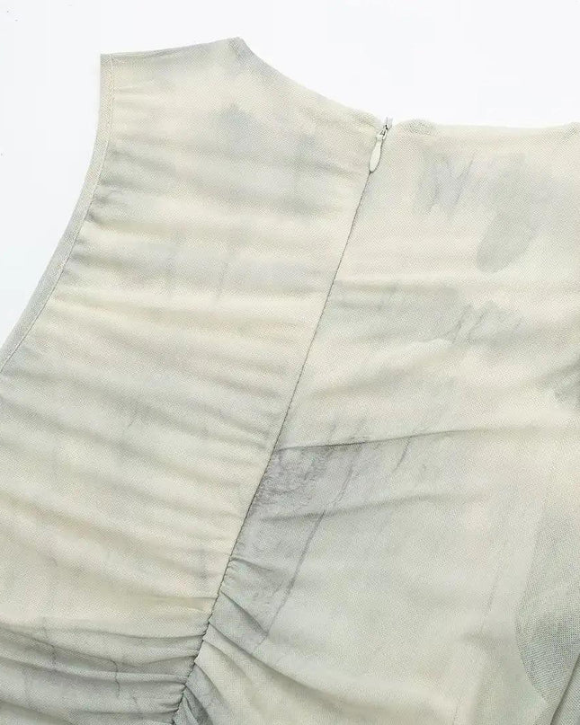 One Sleeve Mesh Dress