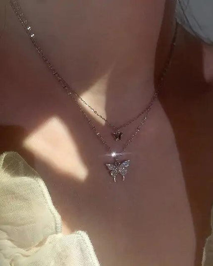 Butterfly Double Layer Chain Necklace