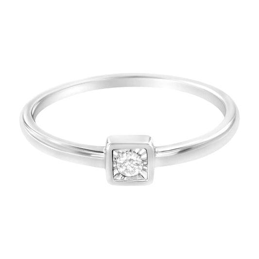 .925 Sterling Silver Miracle-Set Diamond Accent Cushion Shaped Promise Ring (J-K Color, I1-I2 Clarity)