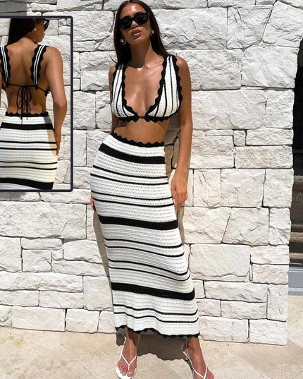 Textured Knit Crop & Skirt Set