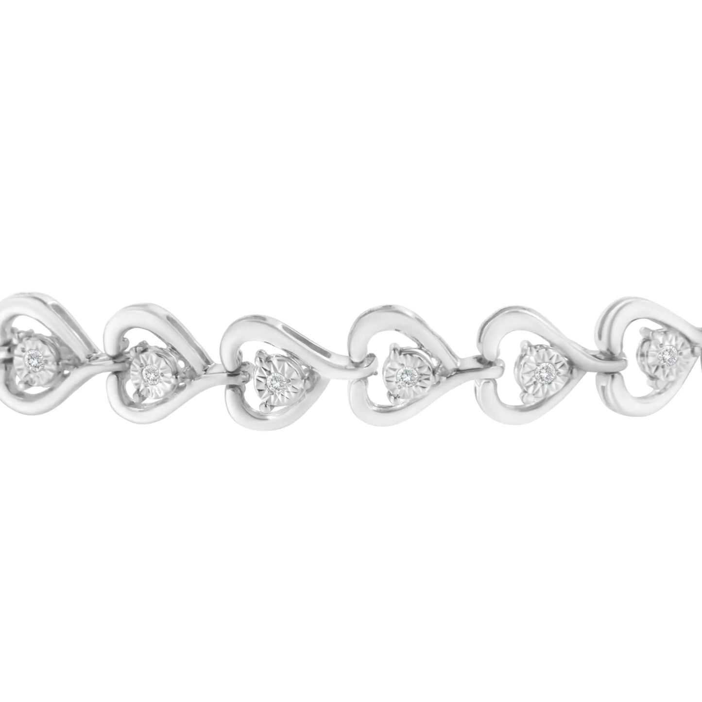 Sterling Silver Diamond Woven Heart Bolo Bracelet (0.1 cttw, H-I Color, I2-I3 Clarity)