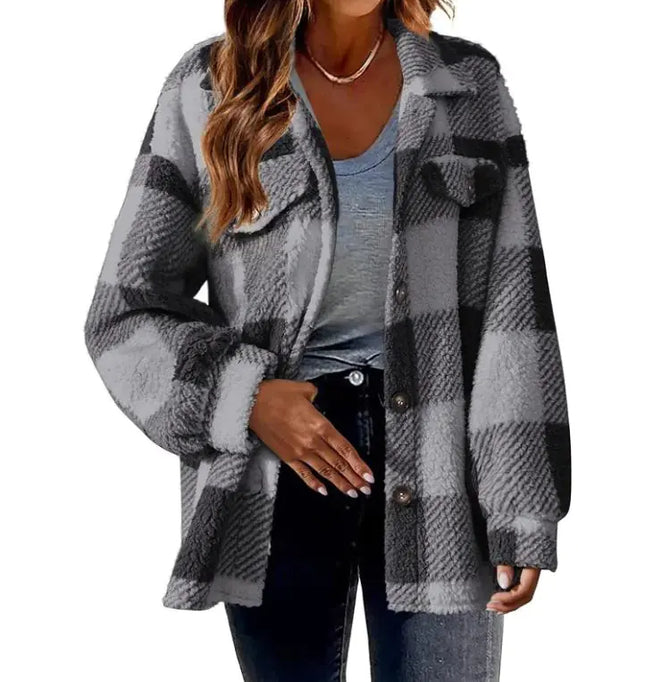 Plush Plaid Women's Jacket