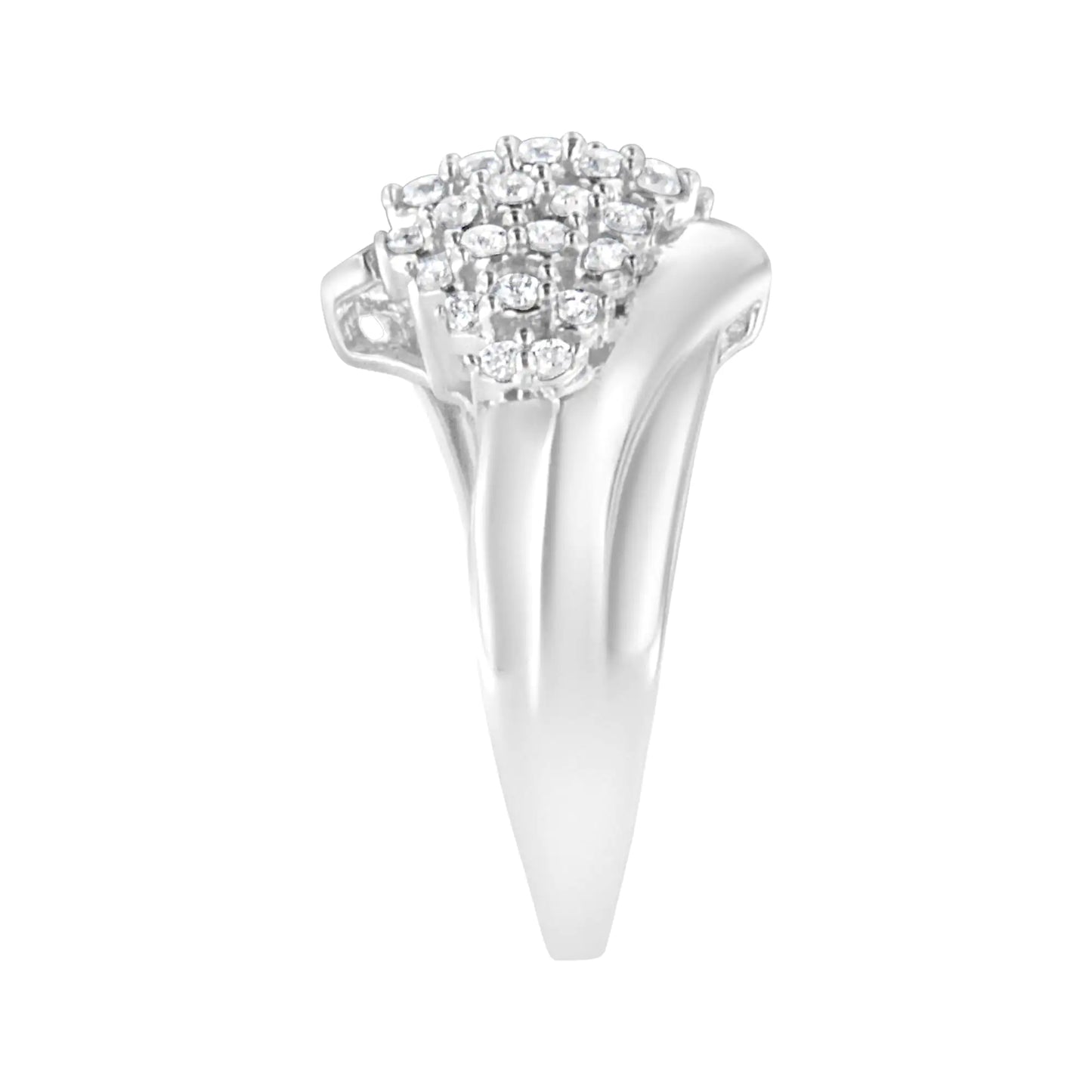 .925 Sterling Silver 1/2 cttw Lab Grown Diamond Cluster Ring (F-G Color, VS2-SI1 Clarity)