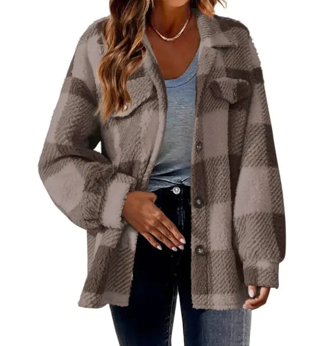 Plush Plaid Women's Jacket