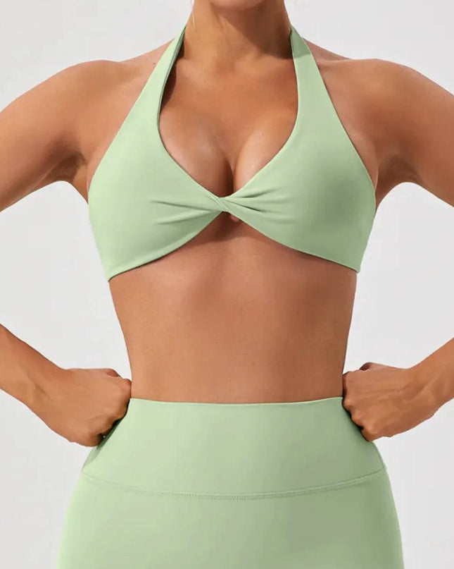 Nude Feel Breathable Halter Beauty Back Yoga Bra – Tight Fitness Top