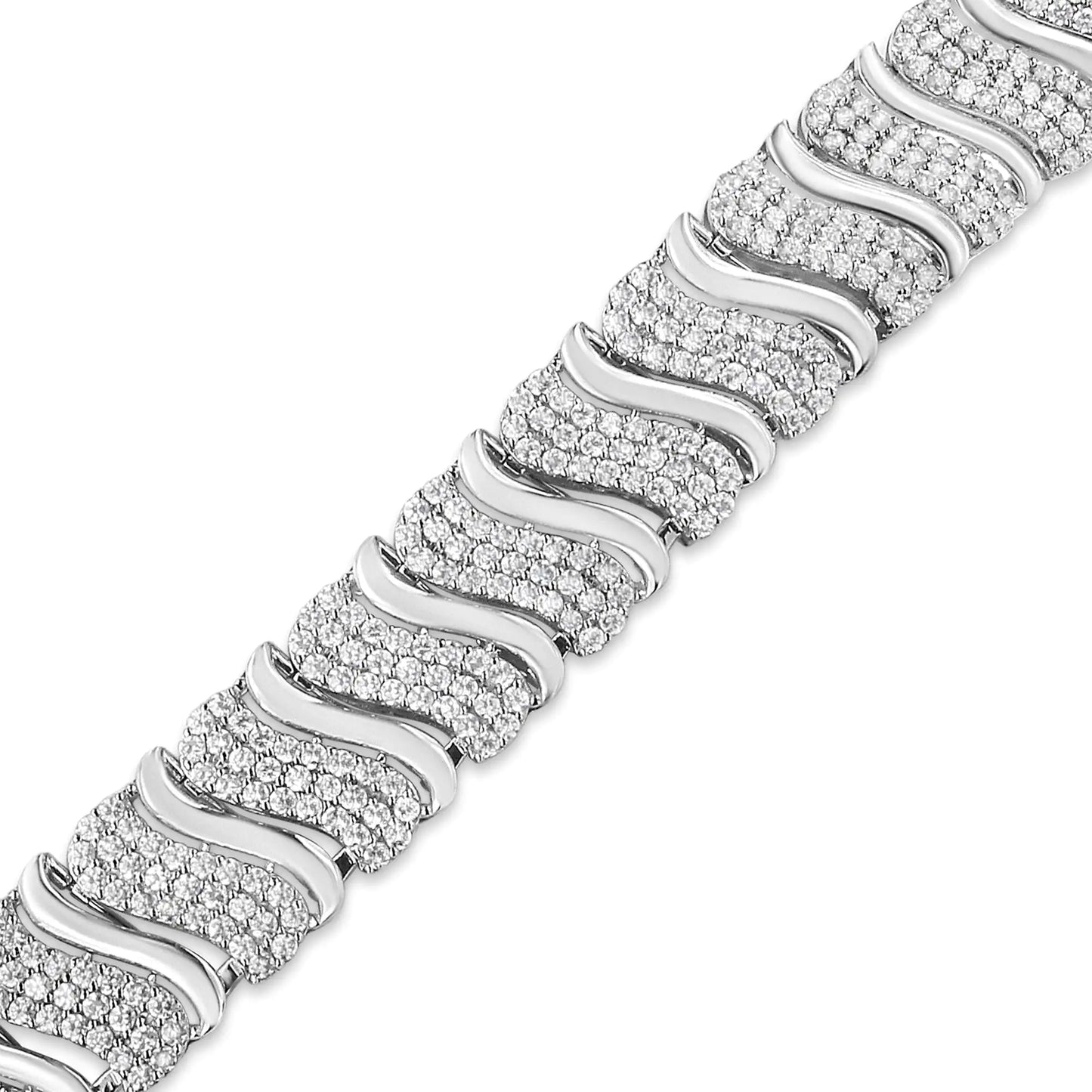 14K Gold 15.0 Cttw Diamond Chevron Wave 7.25" Inch Link Bracelet (J-K Color, I1-I2 Clarity)