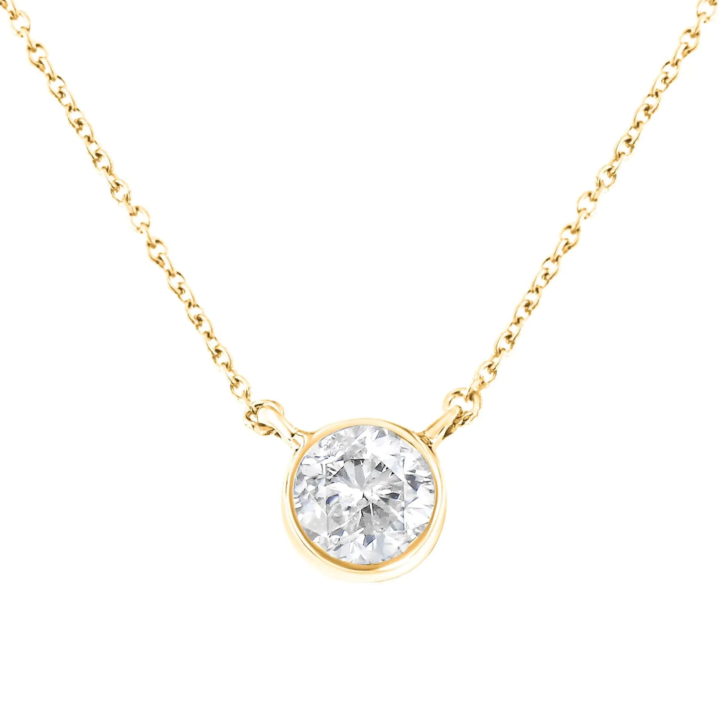 .925 Sterling Silver 1/2 Cttw Diamond Bezel 18" Pendant Necklace (I-J Color, I2-I3 Clarity)