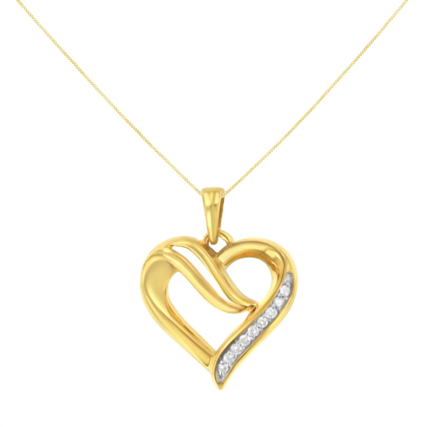 .925 Sterling Silver 1/10 Cttw Diamond Open Heart 18" Pendant Necklace (I-J Color, I2-I3 Clarity)