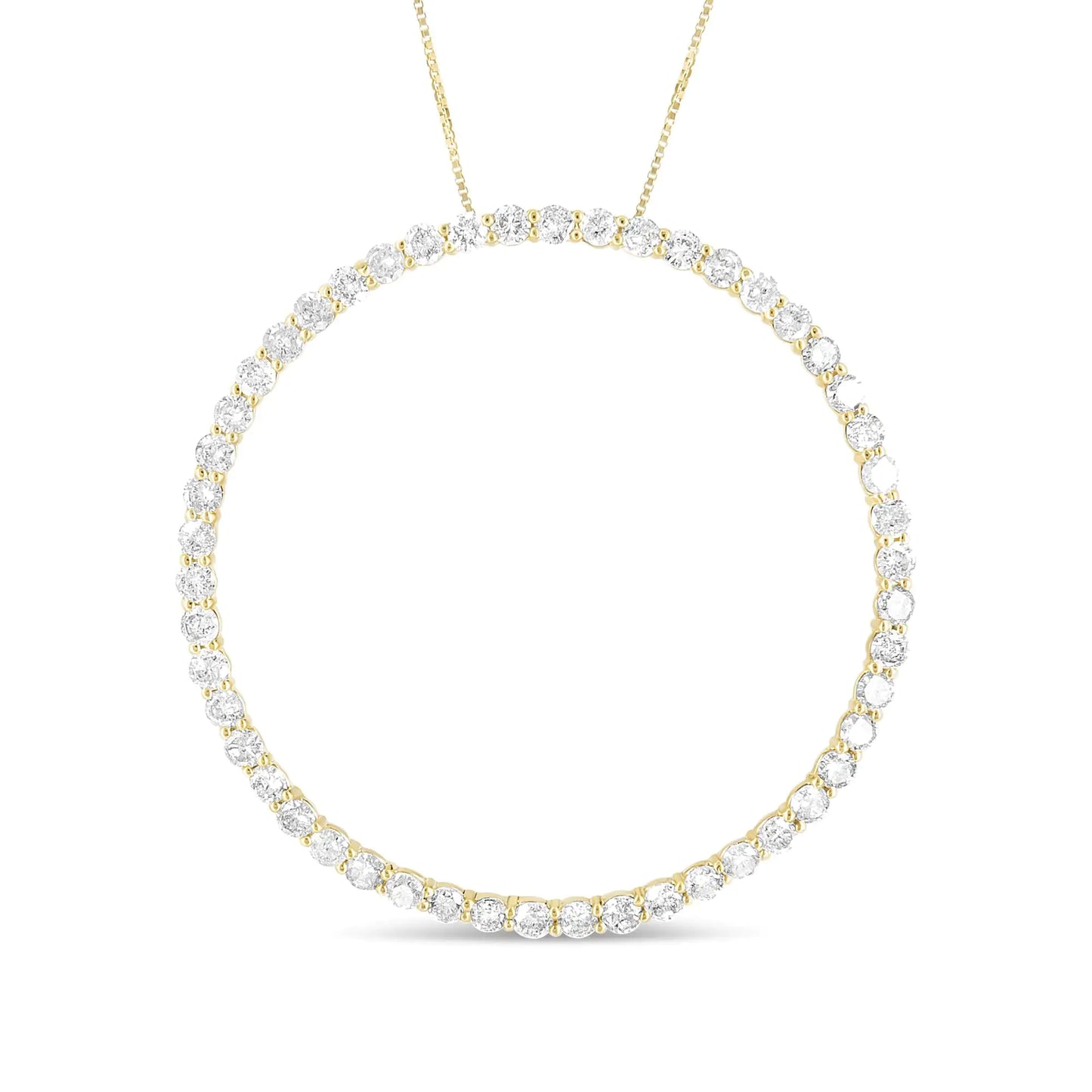 10K Yellow Gold Plated .925 Sterling Silver 4 Cttw Diamond Circle Hoop 18" Pendant Necklace (J-K Color, I1-I2 Clarity)