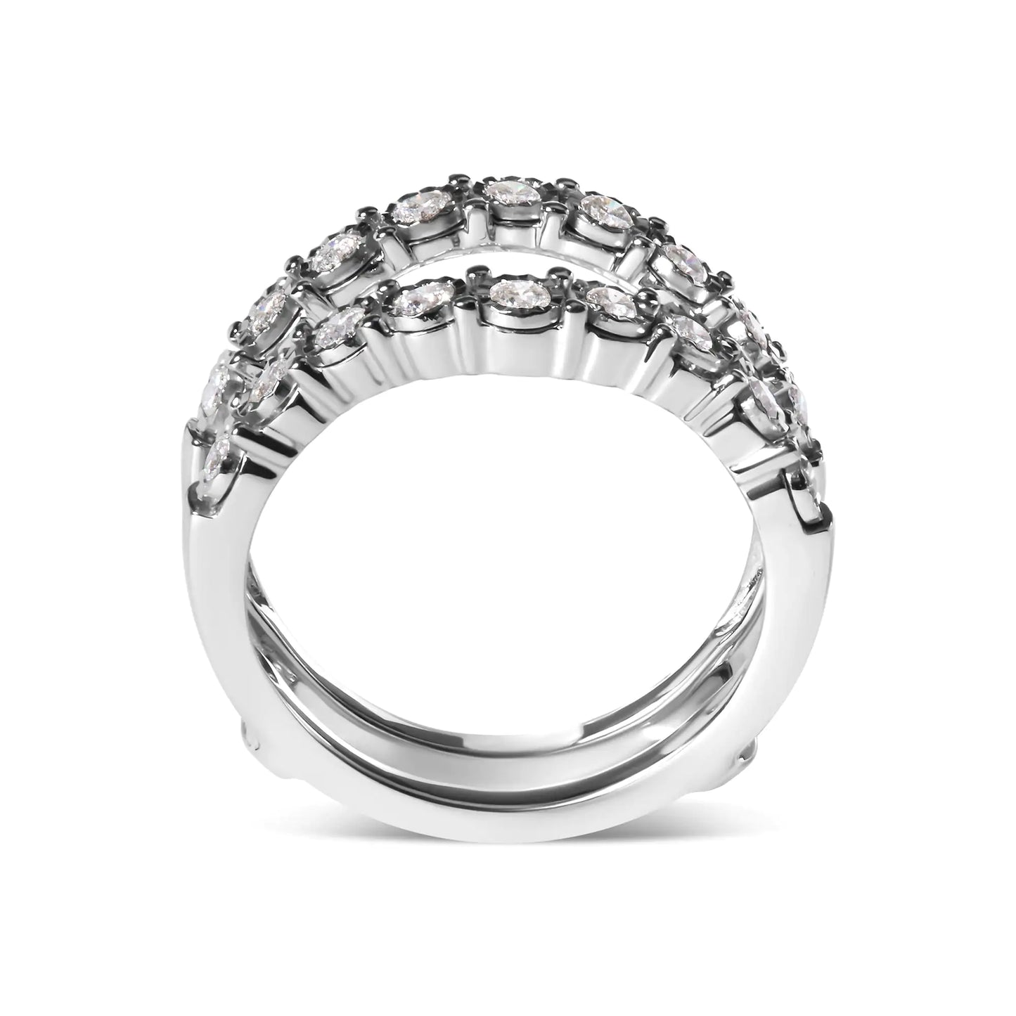 14k White Gold 1/2 Cttw Miracle Set Diamond Enhancer Wrap Ring Guard (H-I Color, I1-I2 Clarity)