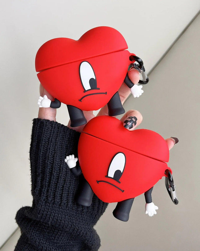 3D Red Bad Bunny Heart Earphone Case