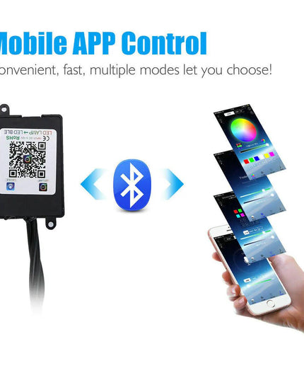 4X 48LED RGB Car Interior Atmosphere Light Strip Bar Bluetooth APP Music Control