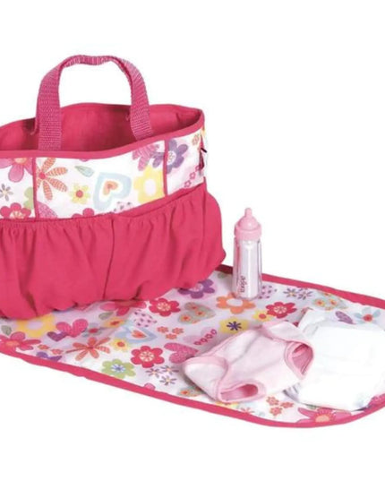 Adora Baby Doll Diaper Bag with Sturdy Straps Includes Changing Mat and 2 Doll Diapers (Fits 13" Dolls) Birthday Gift For Ages 3+ - Zig Zag Print