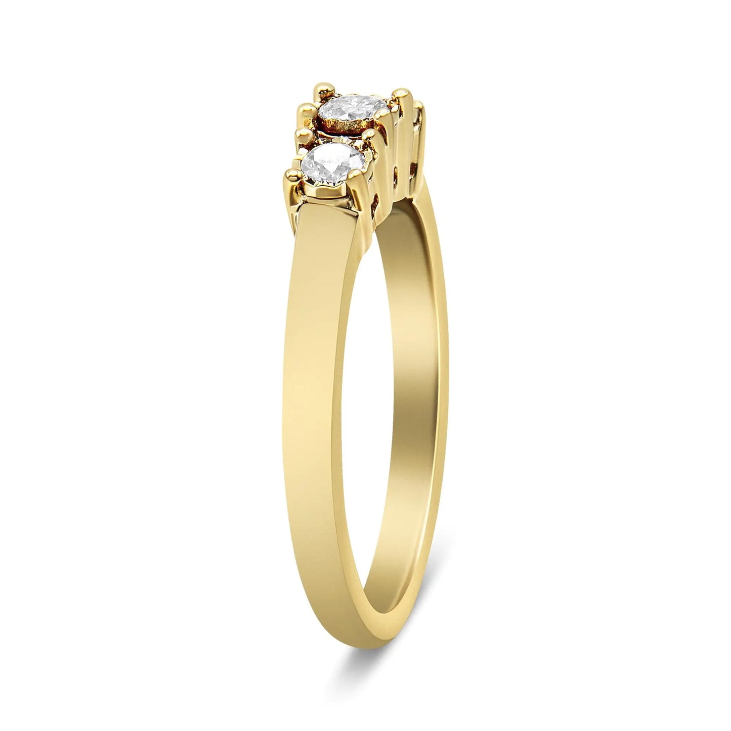 14K Yellow Gold Plated .925 Sterling Silver 1/4 Cttw Diamond 3 Stone Illusion Plate Ring (J-K Color, I1-I2 Clarity)