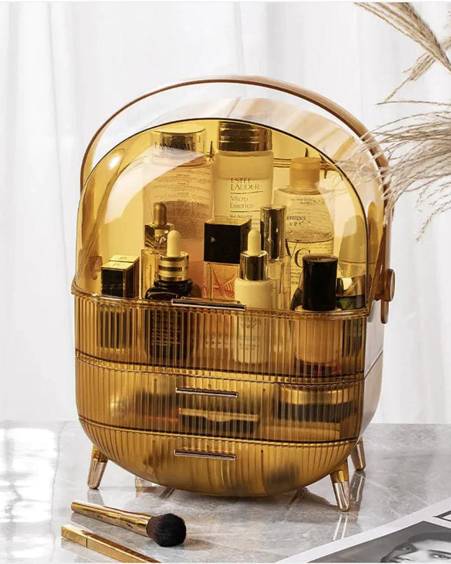 Large Capacity Dustproof Transparent Cosmetic Organizer Box for Desktop