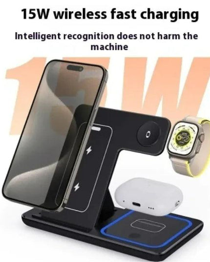 15W 3 In 1 LED Foldable Fast Wireless Charger Stand