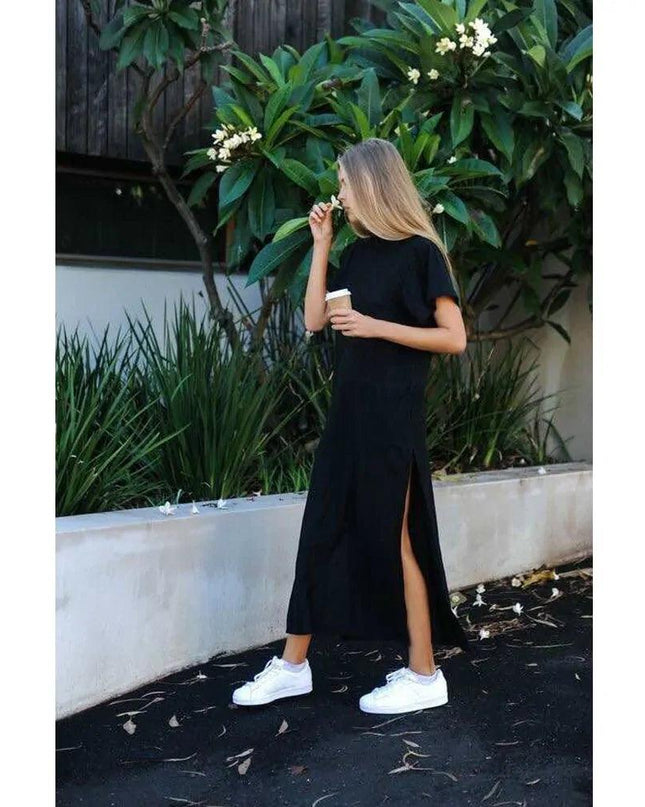 Black Split Long Dress