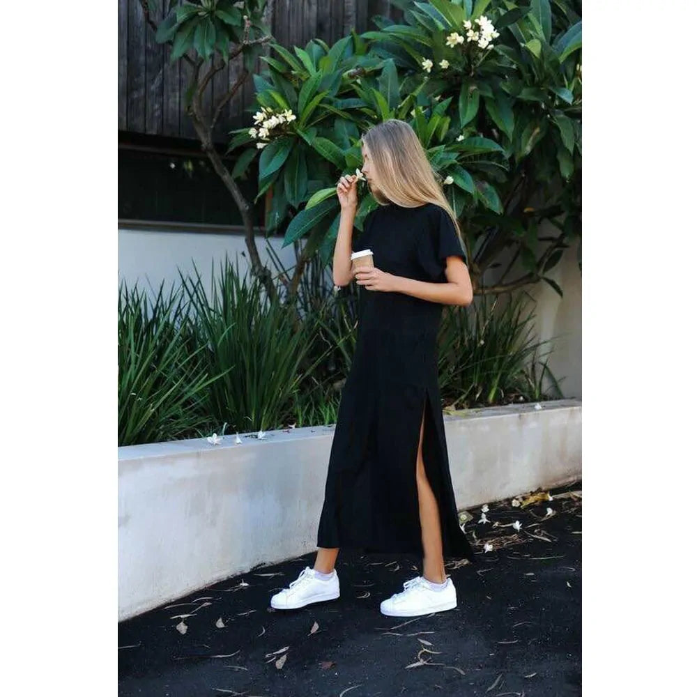 Black Split Long Dress