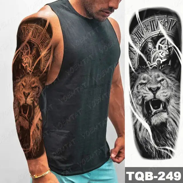 Lions in Gray Shaded Black Tattoos