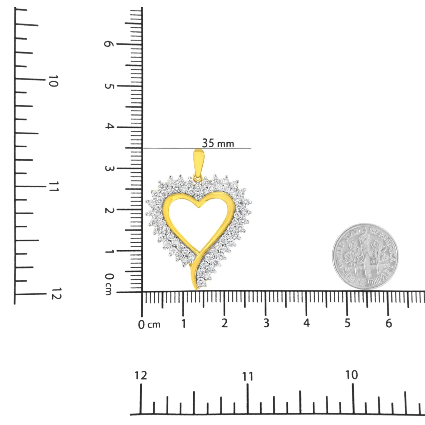 10k Yellow Gold Plated Sterling Silver 2 1/5 cttw Lab Grown Diamond Heart Pendant Necklace (F-G Color, VS2-SI1 Clarity)