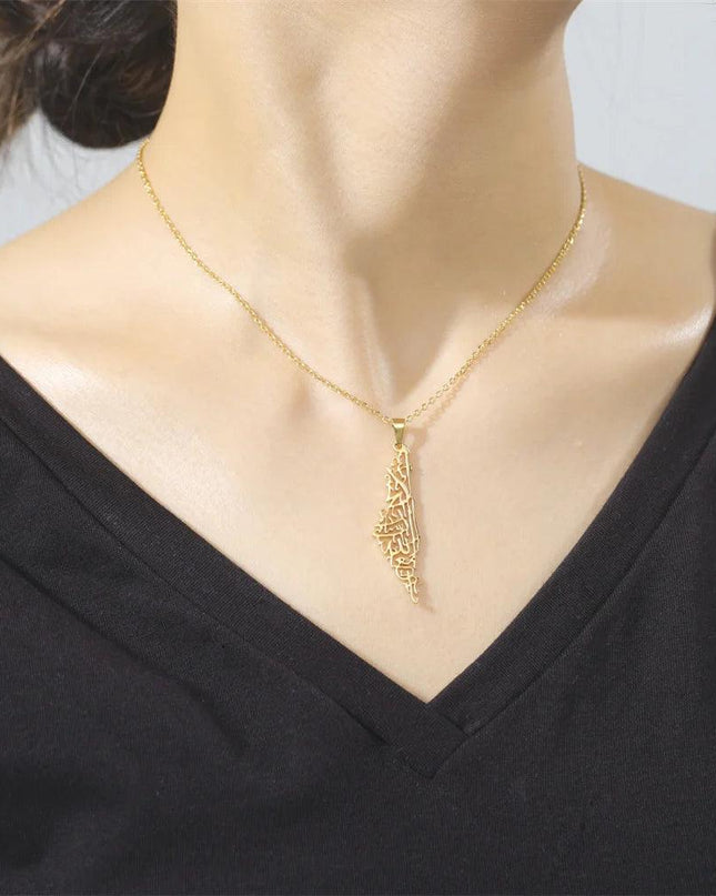 Unisex Stainless Steel Hollow Map Necklace