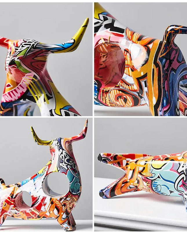 Modern Art Graffiti Cow Figurines