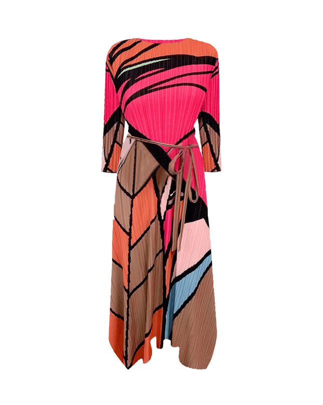 Geometric Printed Pleated Dress