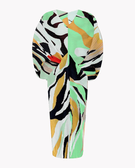 Long Leaf Pleated Dress