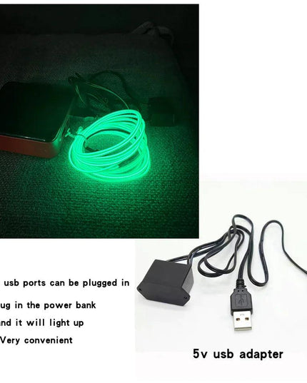 Neon LED Light Glow EL Wire String Strip Rope Tube Decor Car Party + Controller