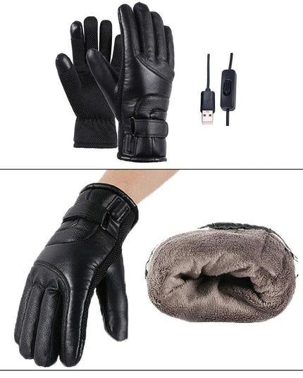 Electric USB Heated Gloves Winter Warming Thermal Ski Snow Hand Warm Windproof