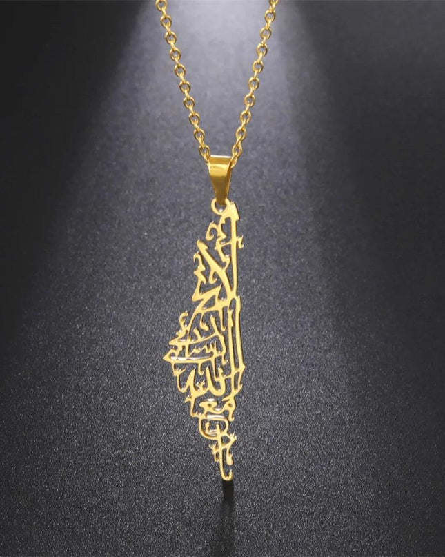 Unisex Stainless Steel Hollow Map Necklace