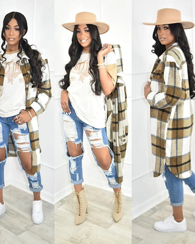 Elegant Checkered Coat