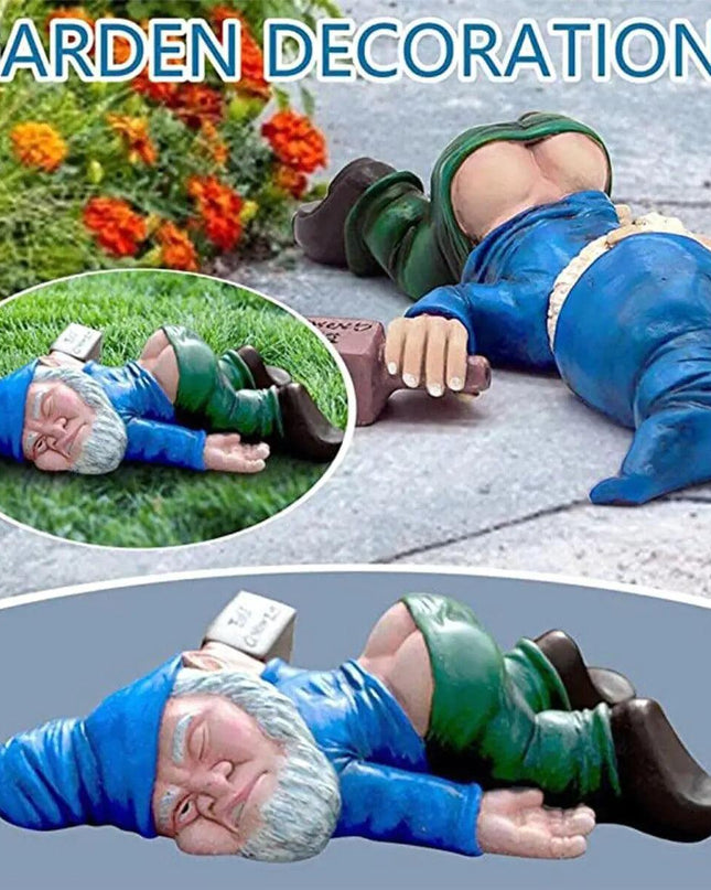Drunk Dwarf Garden Gnome Decoration Drunken Ornament Decor Yard Patio Lawn US