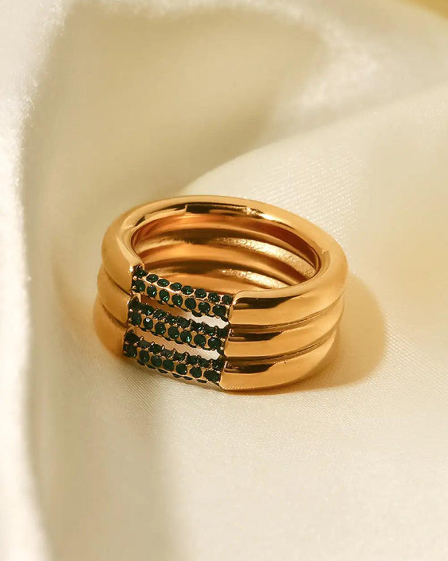 Triple-Layered Rhinestone Ring