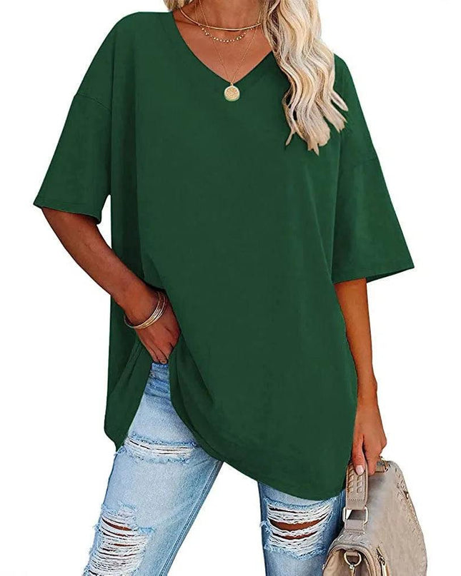 Loose Short-Sleeved V-neck T-shirt