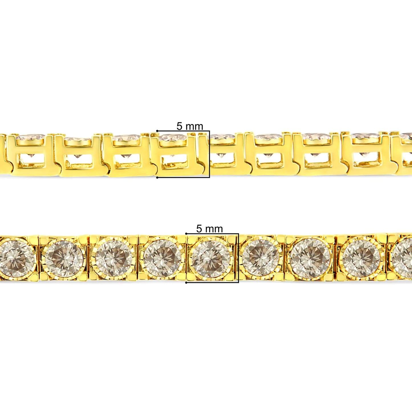 14K Yellow Gold 10.0 cttw Round-Brilliant Diamond Classic 7" Tennis Bracelet (J-K Color, I1-I2 Clarity)