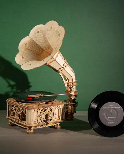 DIY Wooden Mechanical Phonograph Puzzle