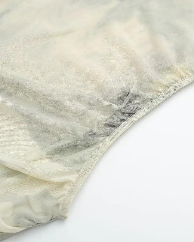 One Sleeve Mesh Dress