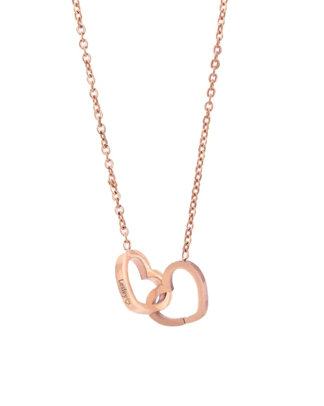 Personalized Double Heart Name Necklace